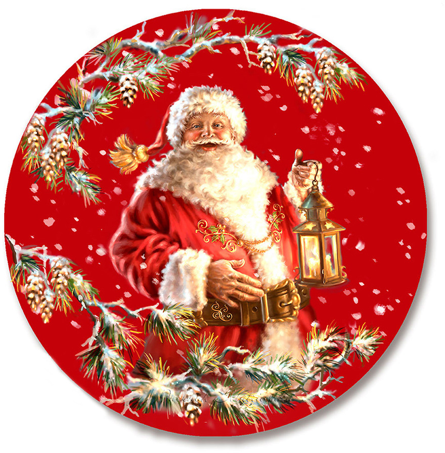 Новый год круглый год. Санта Клаусы доны Гельсингер. Новогодние круглые. Новогодние принты. Принты для декупажа новый год.