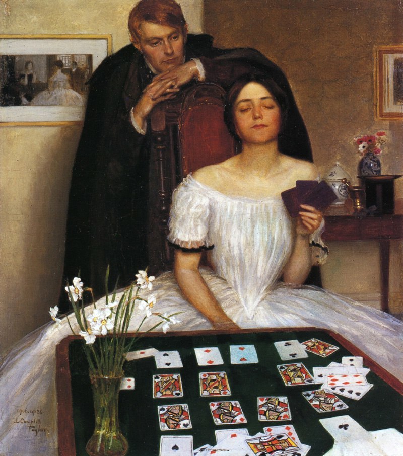 Играет в карты на жену. Leonard Campbell Taylor (1874 - 1969).